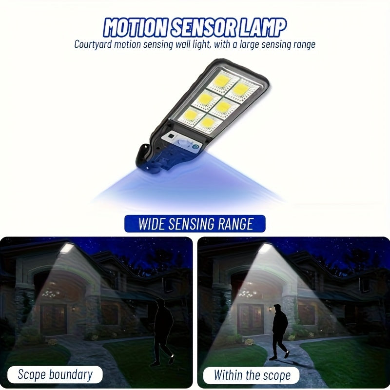1/2/4 Pack Solar Street Light with Motion Sensor, Designed for Wall Mounting, Suitable for Commercial Streets and Area Lighting, Outdoor 6 COB LED Solar Light with 3 Lighting Modes, Perfect for Floodlighting