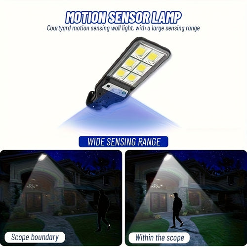 1/2/4 Pack Solar Street Light with Motion Sensor, Designed for Wall Mounting, Suitable for Commercial Streets and Area Lighting, Outdoor 6 COB LED Solar Light with 3 Lighting Modes, Perfect for Floodlighting