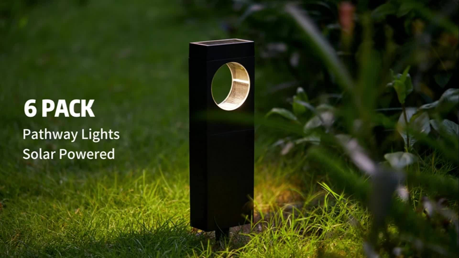 Solar Outdoor Light 6/4-Pack, High-Brightness Pathway Outdoor Light, Moon-Shaped Landscape Effect, Automatic On/Off, Suitable for Outdoor Courtyard Garden Path, IPX5 Solar Pathway Light Outdoor (Warm White Light)