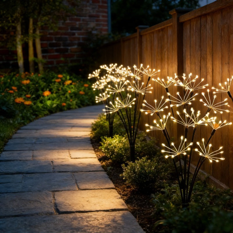 60 LED Warm Light Solar Firework Light, Specialized for Courtyard and Pathway Lighting, Garden Landscape Decoration Essential, Suitable for Outdoor Use, with Auto On/Off and Swaying Firework Design, Perfect for Illuminating Gardens