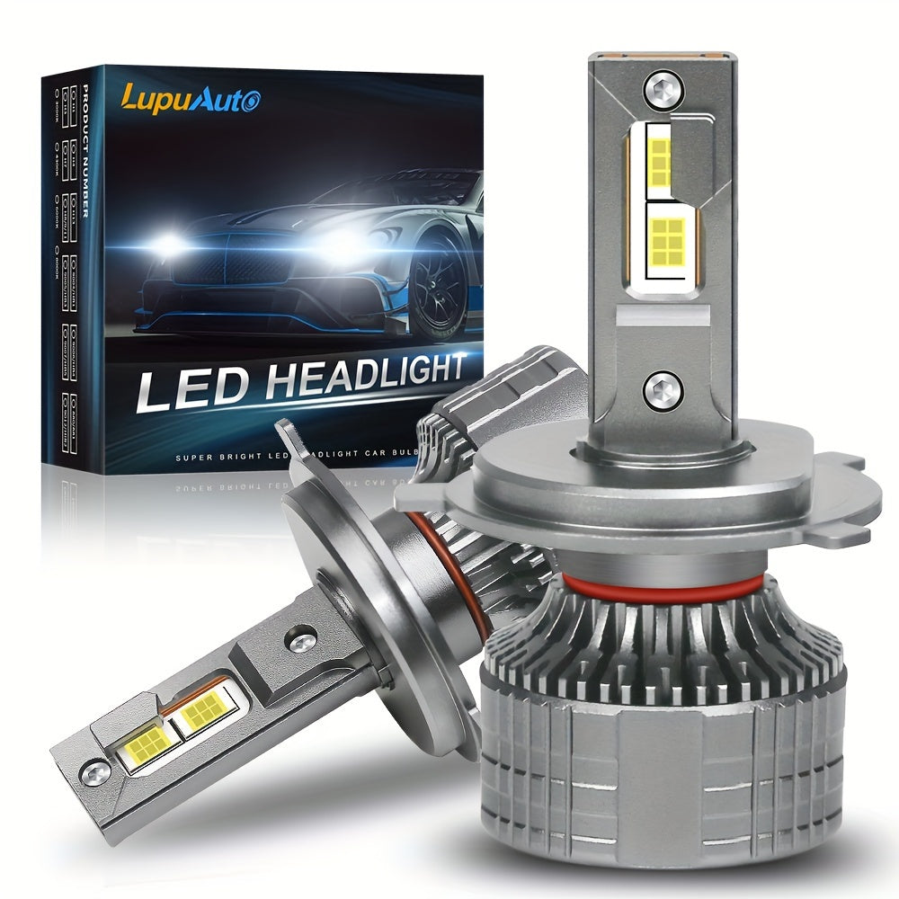 路普奥 H4 LED 头灯灯泡 - 40000LM，600% 更亮6500K 冷白光，双铜散热片，涡轮冷却，可兼容Canbus，12V-24V，铝制，2件装
