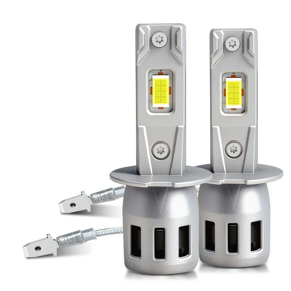 LED H1 H3 Headlight Bulbs 6000K White H1 Fog Light Bulb 1:1 Mini Size 2-Pack with Fan