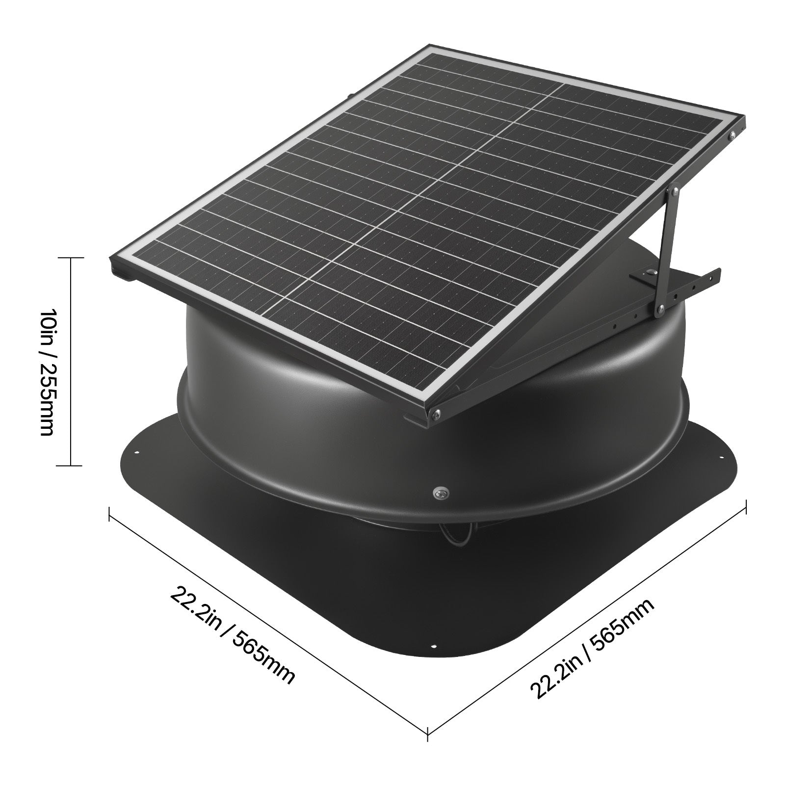 VEVOR Solar Attic Fan, 40W, 1230 CFM High-Airflow Solar Roof Vent Fan, 110V Smart Adapter, Low Noise & Wind-Resistant, for Home, Greenhouse, Garage, Store, RV, FCC Certified