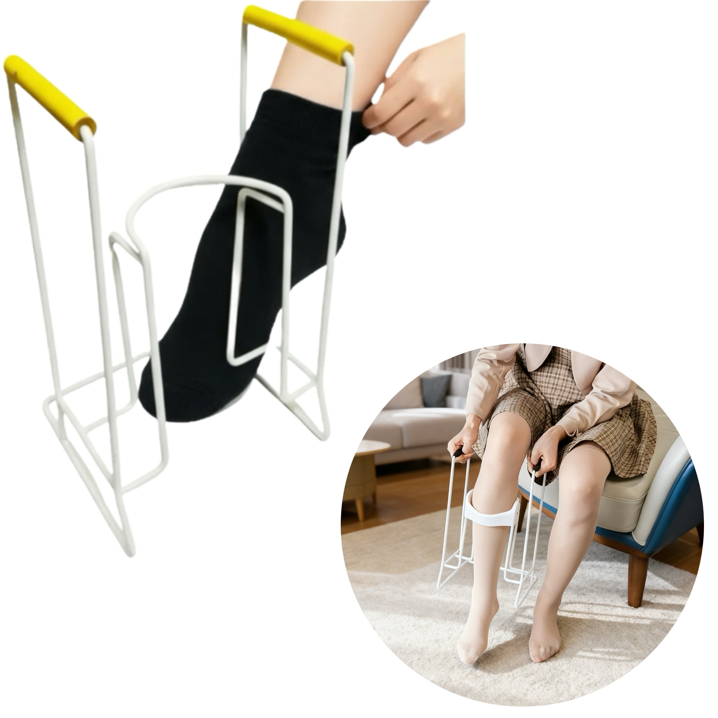 袜子穿脱器 - 穿袜辅助用品，2个尺码，袜子辅助工具用品， 压缩袜辅助装置，适用于女生和老年人