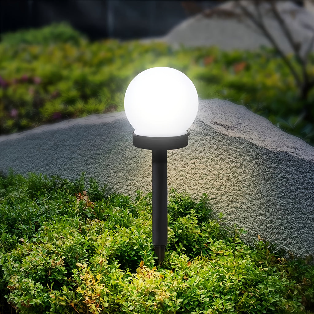 Solar White Ball Lawn Light Landscape Spotlight, White LED Outdoor Globe Courtyard Light, Perfect for Garden, Lawn, Pathway, Walkway Decoration, Solar Globe Light, Street Light, Floor Lamp, Perfect for Festival Party Decorative Light 6pcs