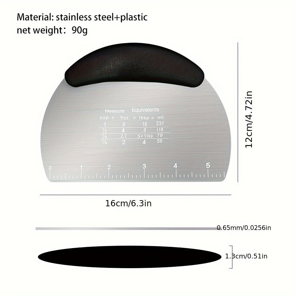 1PC Dough Scraper, Stainless Steel Cutter, Food Scraper, Pastry Dividing Tool, Bread and Bakery Cutting Board, Baking Kitchen Gadget