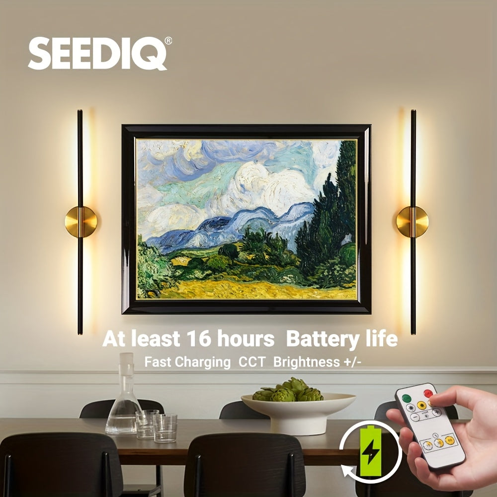 USB Type-C Rechargeable Wall Light, Removable Tube, 4400mAH, Gold, Remote Control Dimmable & Adjustable Color Temperature, Magnetic Installation, Suitable for TV Side, Sofa Background, Living Room, Hallway, Bedroom Bedside