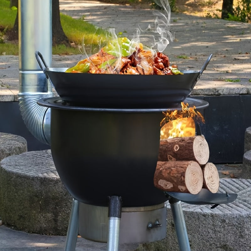 Iron Art Outdoor Integrated Wood Burning Stove, Rural Home Wood Stove, Outdoor Thickened Portable Stove, Smokeless Pot Stove, Cooktop Stove/