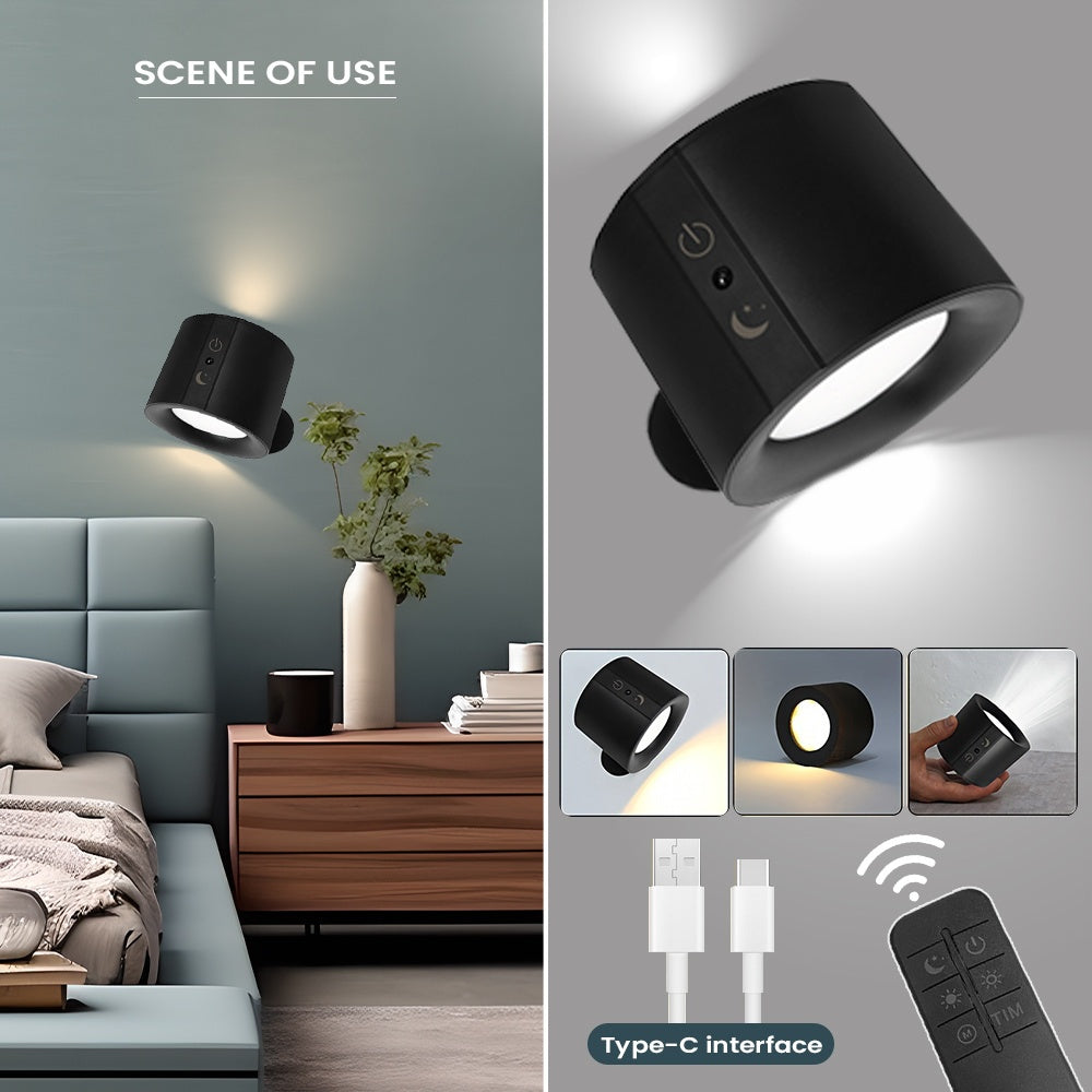 GVTCC Indoor Wall Light Double-Sided LED Wall Light 360° Rotation 3 Color Modes Touch and Remote Control USB Charging Rechargeable Lithium-Ion Battery Modern Living Room Bedroom Modern Lighting