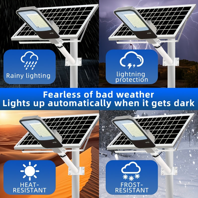 Super Bright Solar Street Light, 10000mAh Solar Light, 375 LEDs with Remote Control, Perfect for Parking Lots, Commercial Parking Lots, School Basketball Courts, Roadside Roads, Courtyards, Gardens, Villas, Outdoor Solar Street Light