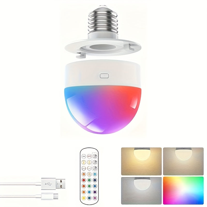 1/2-pack rechargeable light, under-cabinet light, wall light, decorative light, magnetic ambiance light, smart bulb with remote timer and 15 color temperatures, detachable base, working voltage 5V, USB fast charging, suitable for bedroom