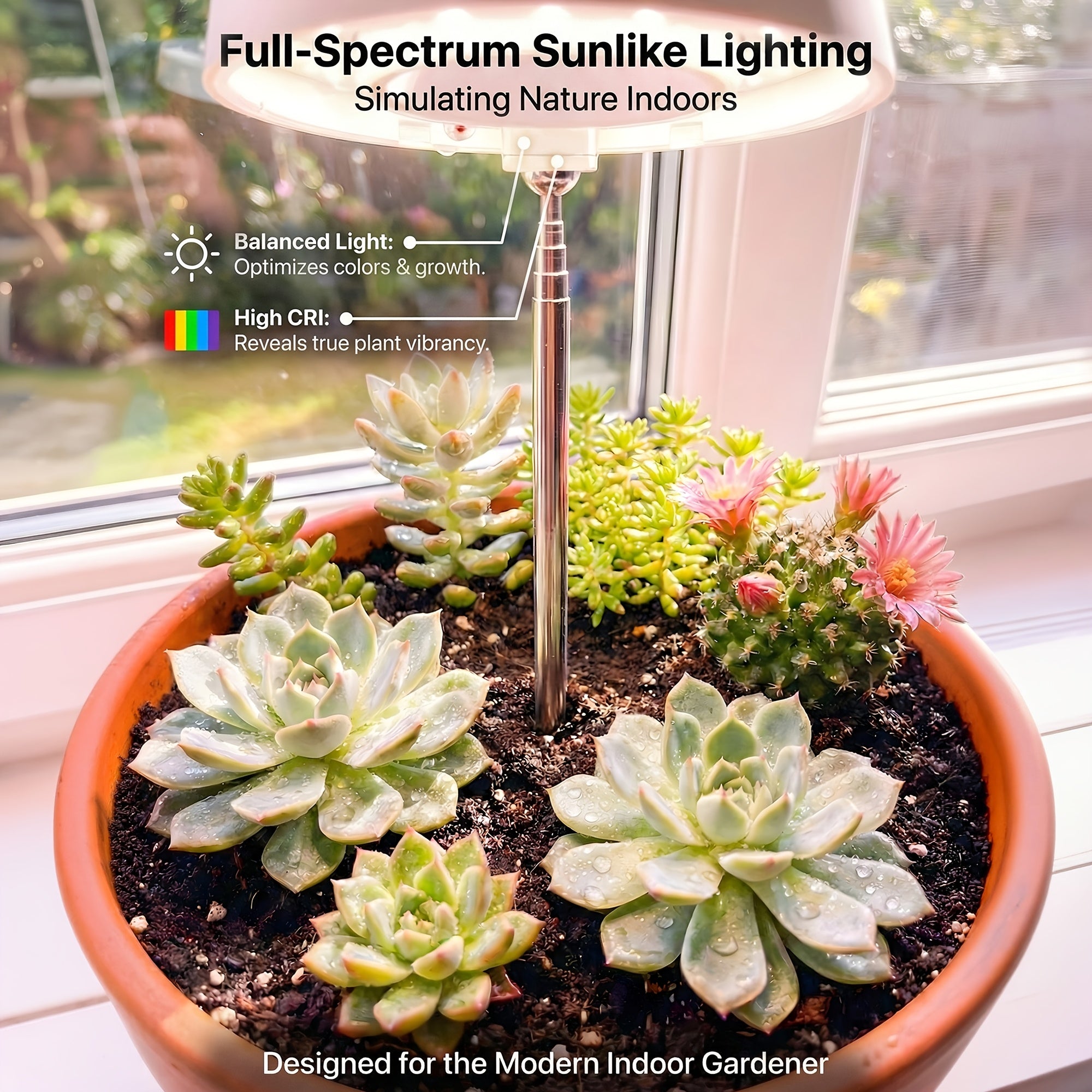 3Pcs Indoor Sunlike Plant Grow Light, Full Spectrum 720° Magnetic Rotatable LED Plant Lamp, 3/6/9H Timer, Dimmable & Height Adjustable, Ideal for Ecological Tank & Decoration, White Version