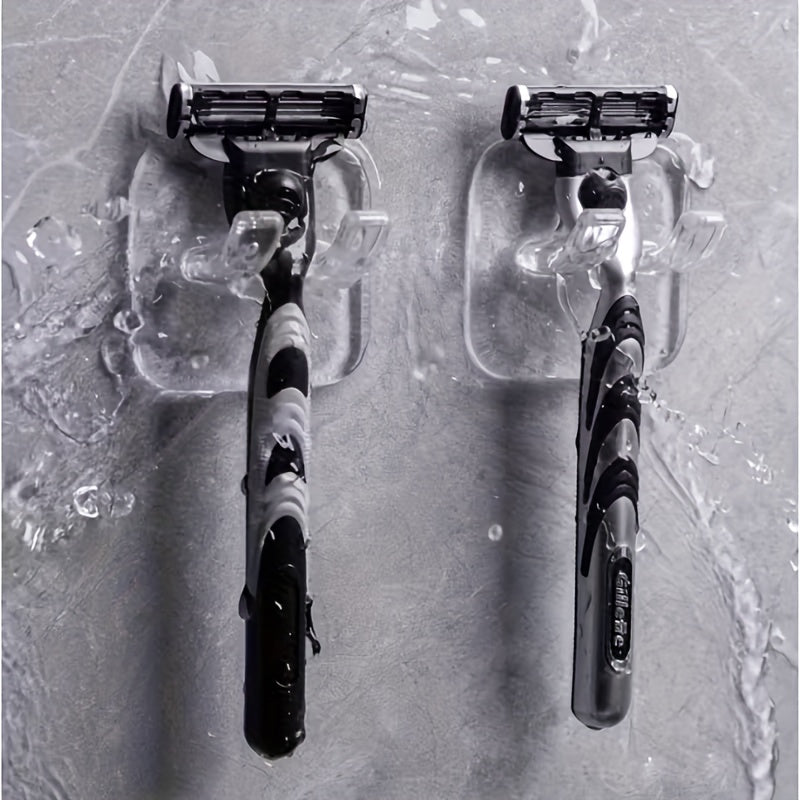 1/2/4 Pack Easy Install Wall Mount Razor Holder - Multi-Function Bathroom Shelf, No Drilling Needed, Perfect for Razor Storage