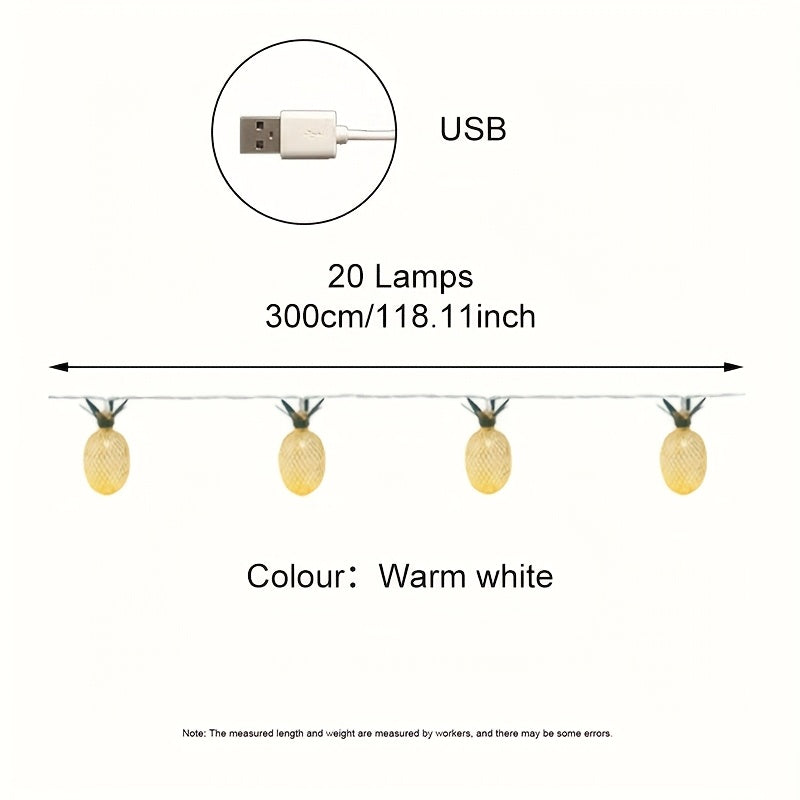 30 燈 17.46 英尺新 LED 鐵藝藝術菠蘿蜜電池/USB 電源串燈，適用於家庭聚會、聖誕節、婚禮和花園裝飾。