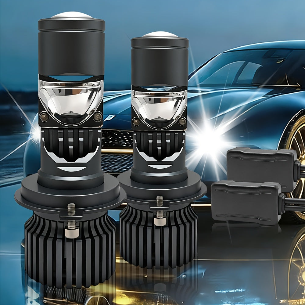 2PCS LED汽车车灯-H4/9003/HB2-55000LM,300W远近光，6500K冷白灯，搭载3570 CSP芯片，配备12000转涡轮散热风扇与360度广角光束
