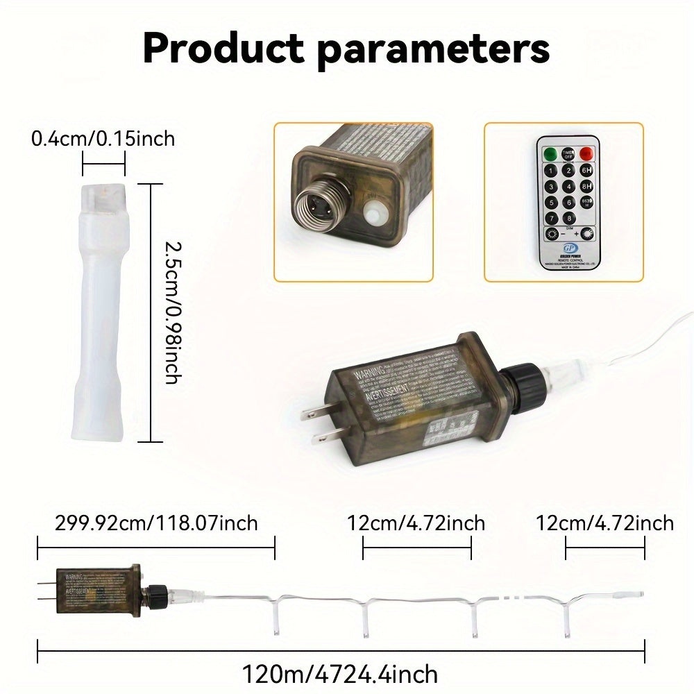 1000 LED 灯串，带 8 种模式和定时器 - 户外/室内仙女灯，带遥控器，120V 插头和电池供电（不可充电）- IP44 防风雨，圣诞装饰，万圣节，感恩节，情人节，新年，圣诞节
