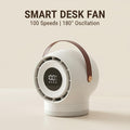 Portable Mobile Desk Fan, 100-Speed Digital Display Precise Control, 180° Smart Oscillating Air Supply, Leather Handle, Compatible with Diverse Home Styles/