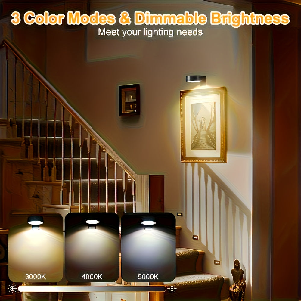 Gold/Black Wall Spotlight Fixture, Battery Operated (Batteries Not Included), Remote and Touch Control, LED Display Light, 3-Color Temperature Adjustable and Timer Picture Light, for Framed Art Portraits, Home Wall Decoration Display Light