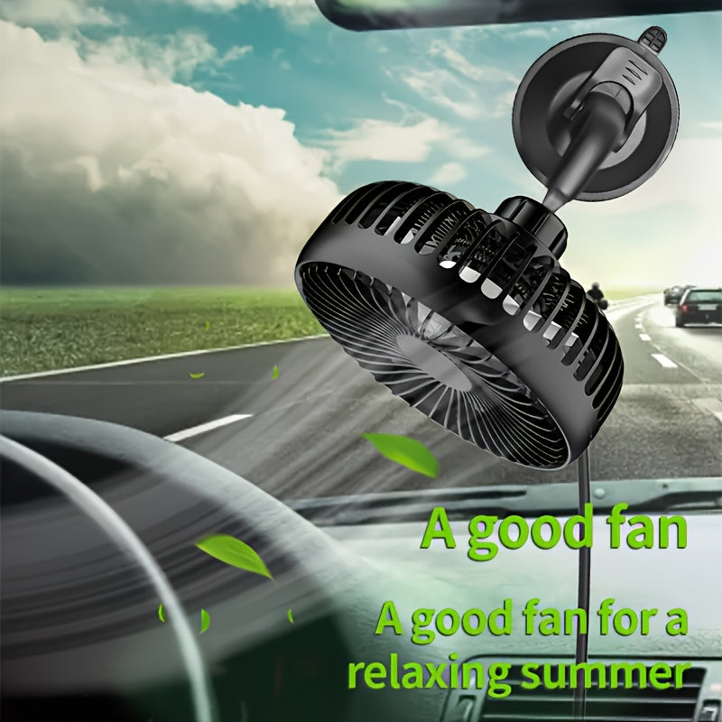USB Car Fan, USB Suction Cup Car Fan, 3 Speed Adjustable Strong Wind, Brushless Motor Quiet Low Noise, Non-Slip Silicone Base, Suitable for Dashboard Windshield and Multiple Scenarios