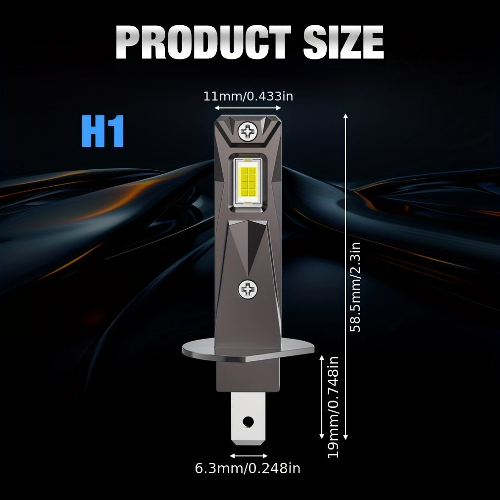 S&D 2Pcs H1 LED Headlight Bulbs Latest Mini Size Fanless No Adapter Needed 12V 6500K 20000LM Plug-and-Play 1:1 White Fog Light Super Bright Canbus