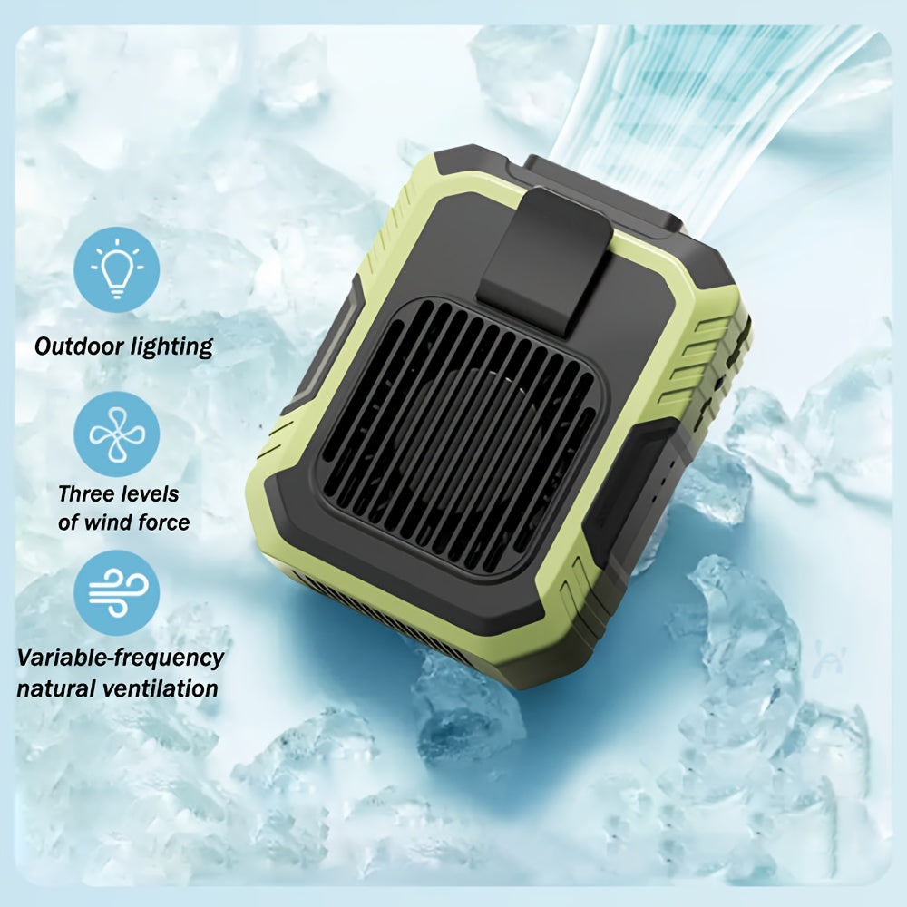 Waist Hanging Fan, USB Charging 2-in-1 Multifunctional Fan with Wind and Lighting Modes, Quiet Fast Cooling Fan, 3 Speed Adjustable Lanyard Waist Fan, Perfect for Outdoor Travel