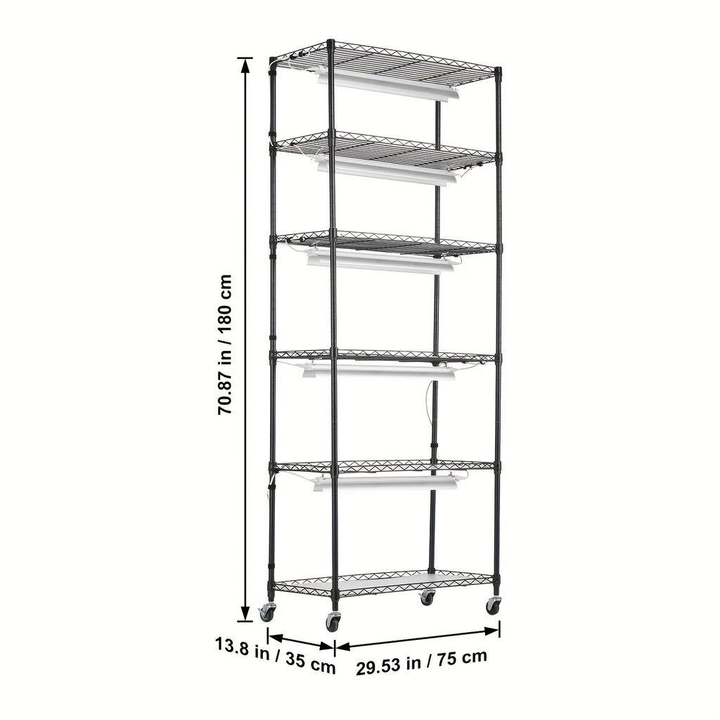 Functional Plant Shelf, DIYable, 6-Tier, 180cm×75cm, 192W, US Plug, 110V