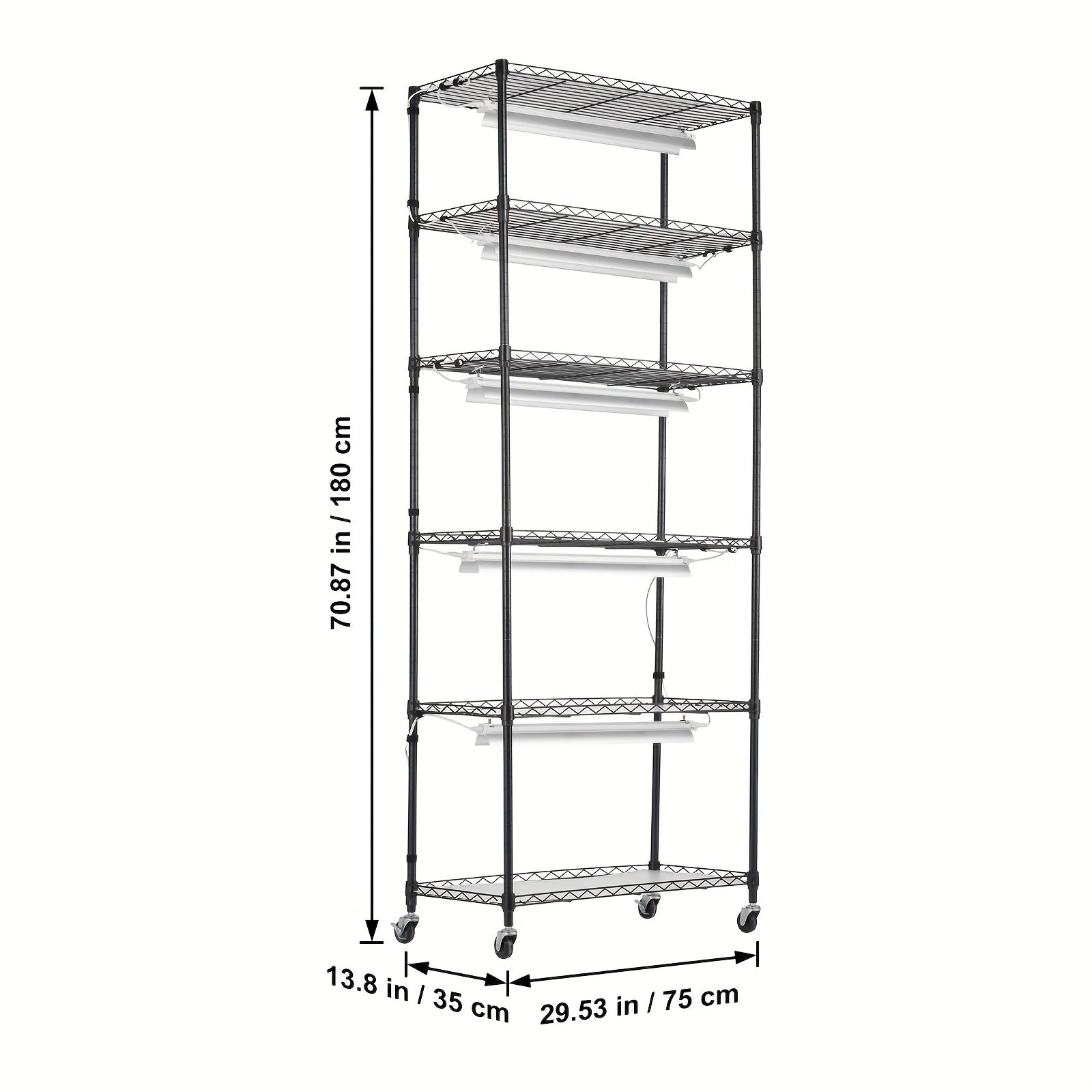 Functional Plant Shelf, DIYable, 6-Tier, 180cm×75cm, 192W, US Plug, 110V