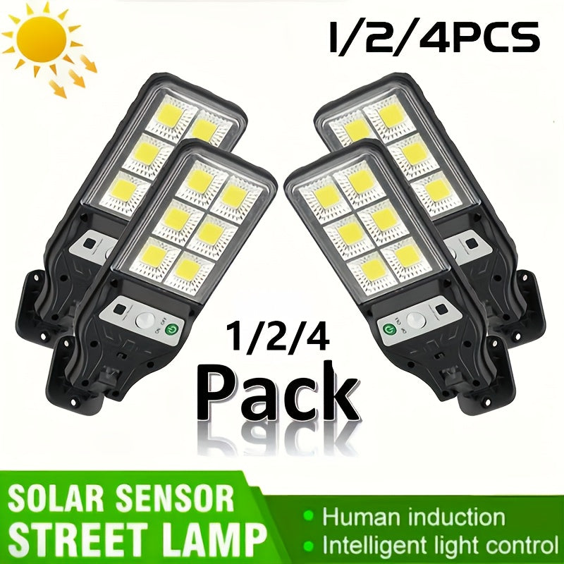 1/2/4 Pack Solar Street Light with Motion Sensor, Designed for Wall Mounting, Suitable for Commercial Streets and Area Lighting, Outdoor 6 COB LED Solar Light with 3 Lighting Modes, Perfect for Floodlighting