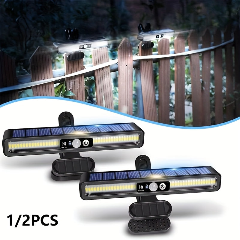 1/2 Pack Solar LED Outdoor Light, Solar Security Wall Light with Motion Sensor, Suitable for Commercial Street and Area Lighting, Solar Street Light Can Be Clip-On or Wall-Mounted, Perfect for Garage, Courtyard, Garden, Campsite Use