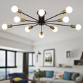 Enkel 10-Head Modern Industrial Style Satellite Pendant Light - Black Gold Semi-Flush Mount Ceiling Light, 38-Inch Wide Hardwired Pendant Light with Dimmable Function (Compatible with E26/E27 Sockets), Suitable for Living Room, Kitchen, Bedroom