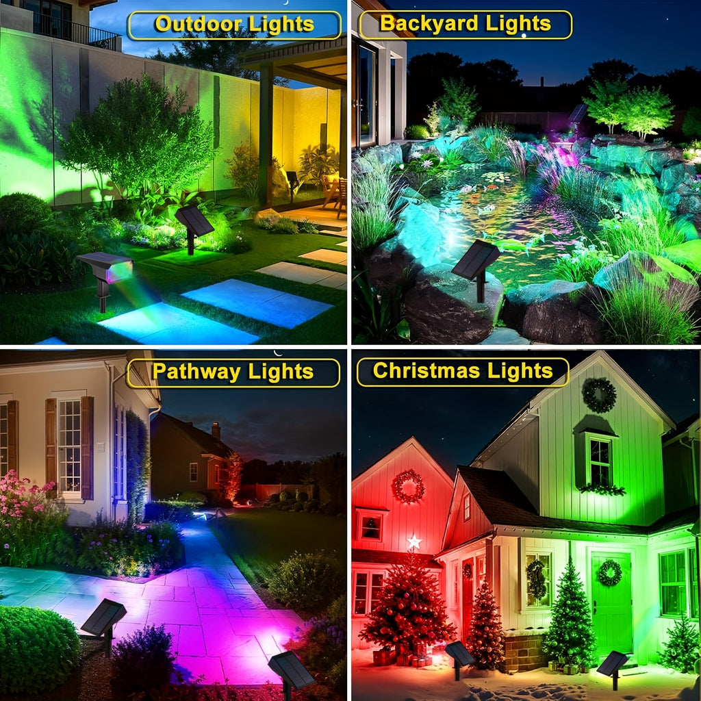 4/6-pack solar outdoor spotlights, light-sensing solar landscape lights, automatic on/off, two modes: wall light/grass light, perfect for Independence Day, Ramadan, weddings, holiday party lights – suitable for wall