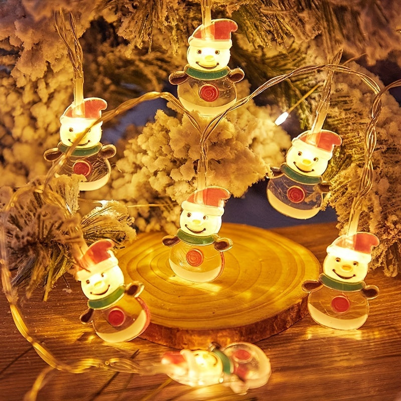 118/59英寸聖誕LED燈串，適用於室內外庭院裝飾，含聖誕老人、聖誕樹、雪人造型燈，適用於室內外裝飾、臥室、派對、樹木裝飾，紅色雪人款（非閃爍款）