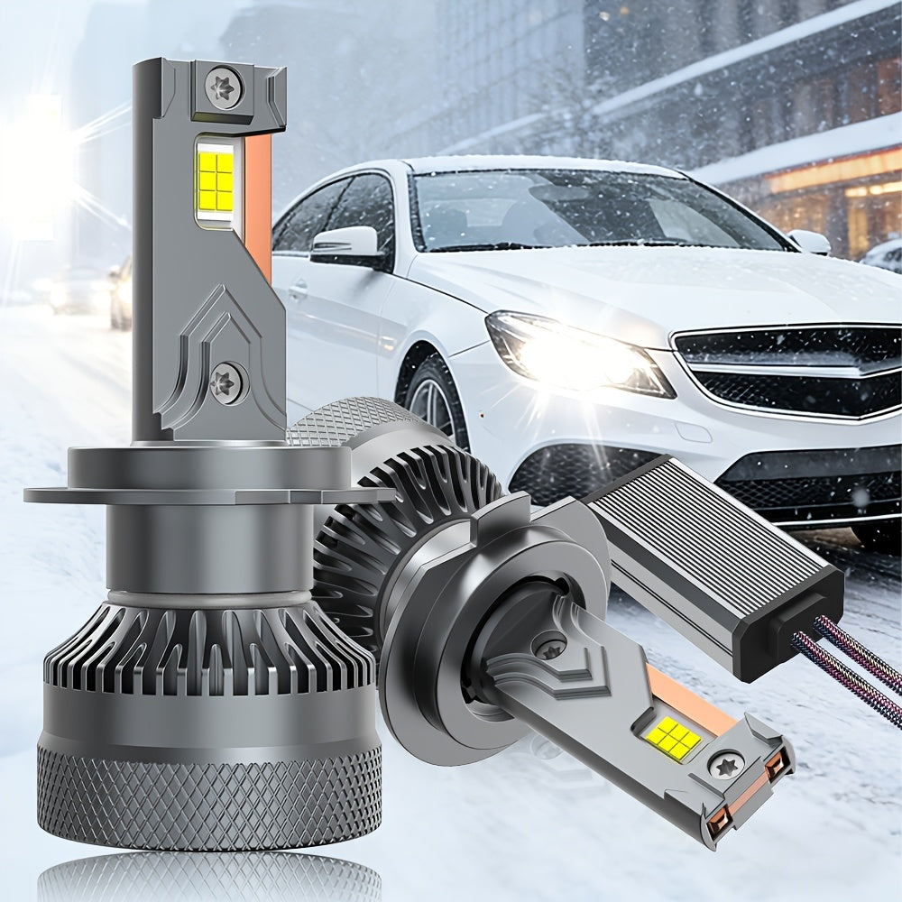 Automotive 2PCS LED Car Lights - H11/H7/H4/H1, 9012/9006/9005 - 40000LM, 250W High/Low Beam, 6500K Cool White Light, Spotlight, High-Performance Bulbs, 200% Brightness Increase, Plug-and-Play, No Battery Needed