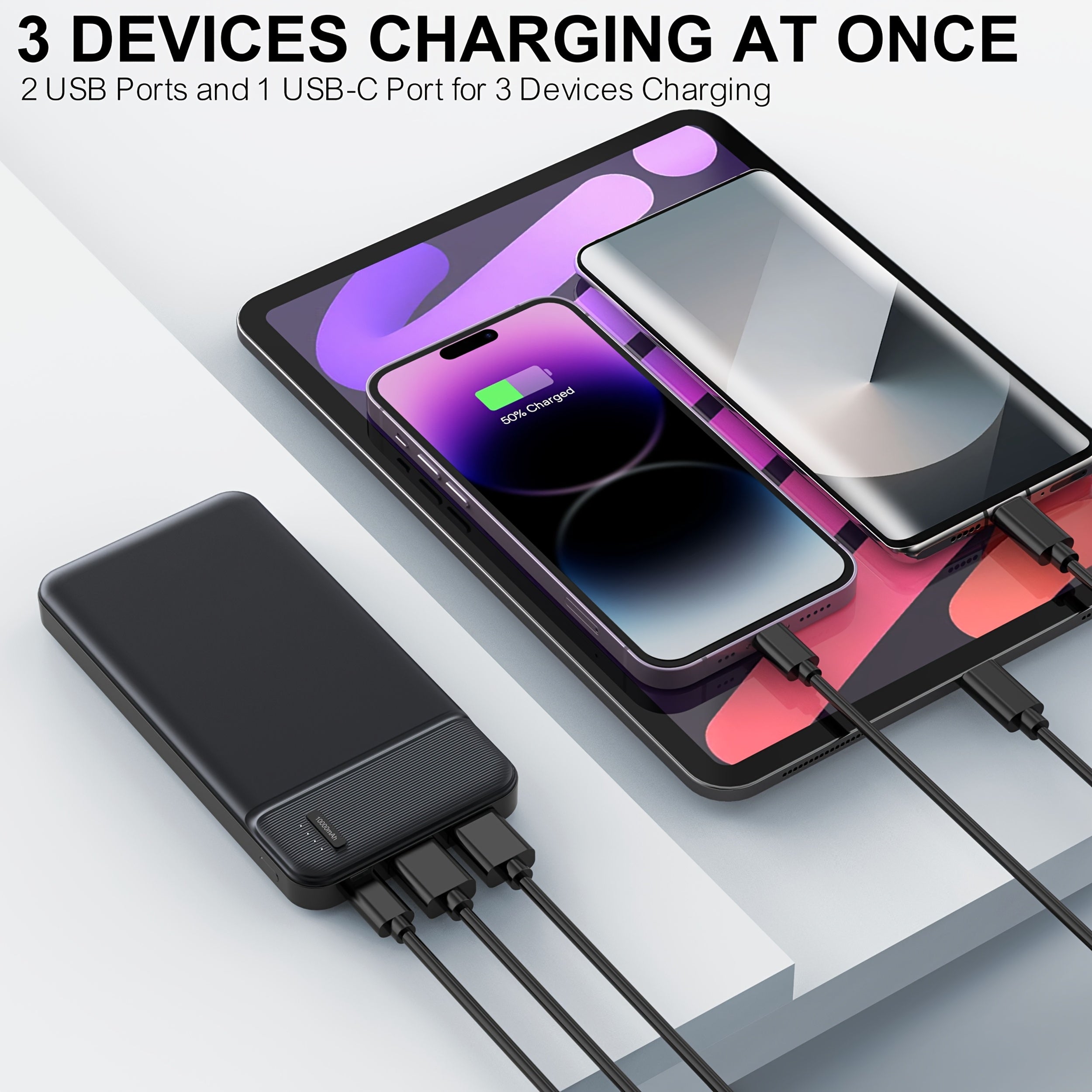 3-Pack Power Bank Portable Charger 10000mAh, PD 22.5W Battery Pack, Slim, Portable.(3 Packs)
