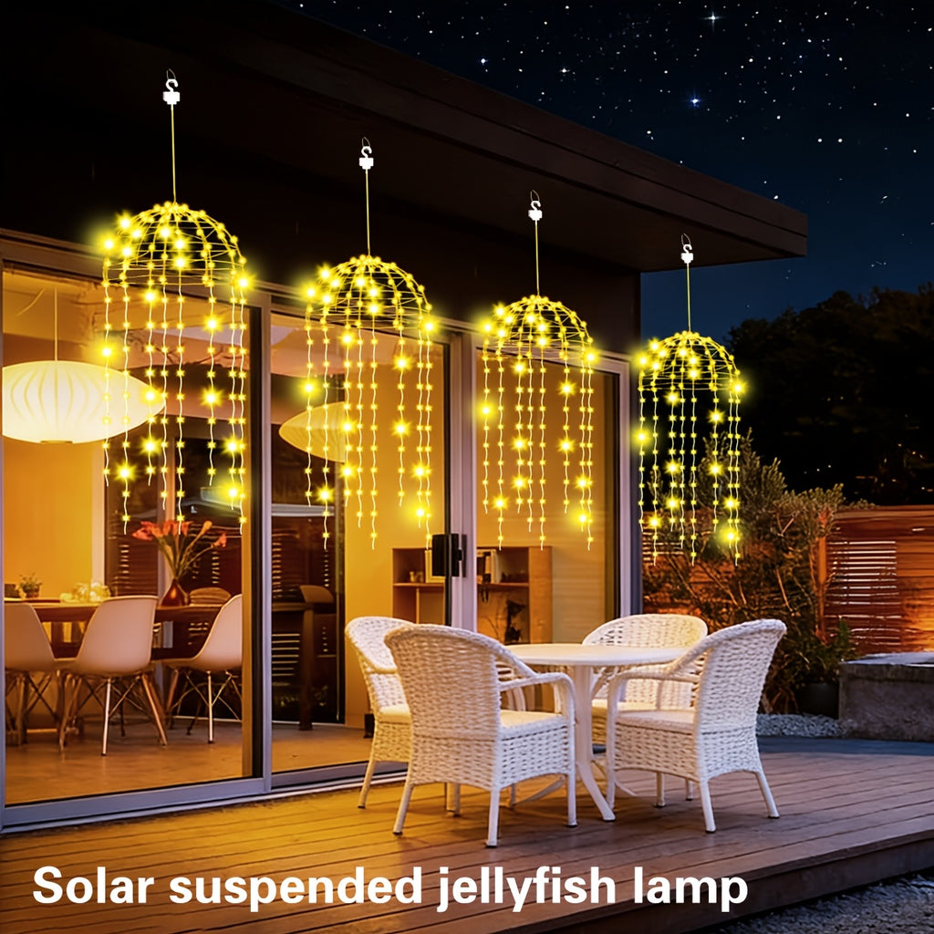 4-Pack Solar Jellyfish Light, Semi-Circular Jellyfish Shaped Light, 8 Lighting Modes, Outdoor Home Garden Decoration, Wedding Decoration, Create Romantic Atmosphere, Christmas Decorative Light, Outdoor Lantern, Hanging Light