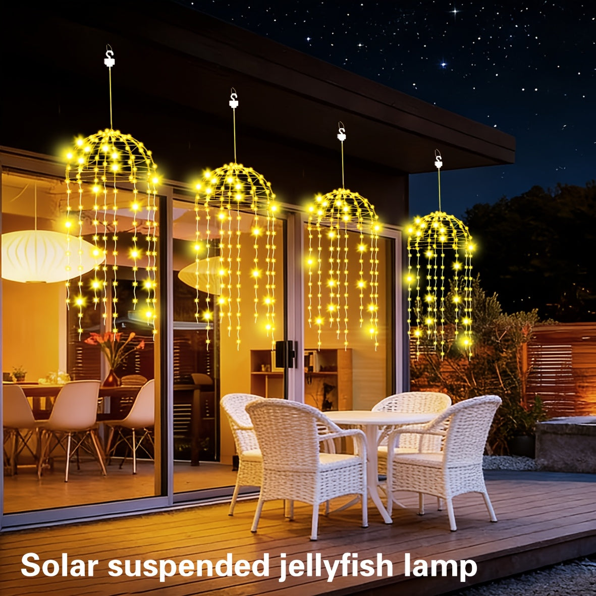 4-Pack Solar Jellyfish Light, Semi-Circular Jellyfish Shaped Light, 8 Lighting Modes, Outdoor Home Garden Decoration, Wedding Decoration, Create Romantic Atmosphere, Christmas Decorative Light, Outdoor Lantern, Hanging Light