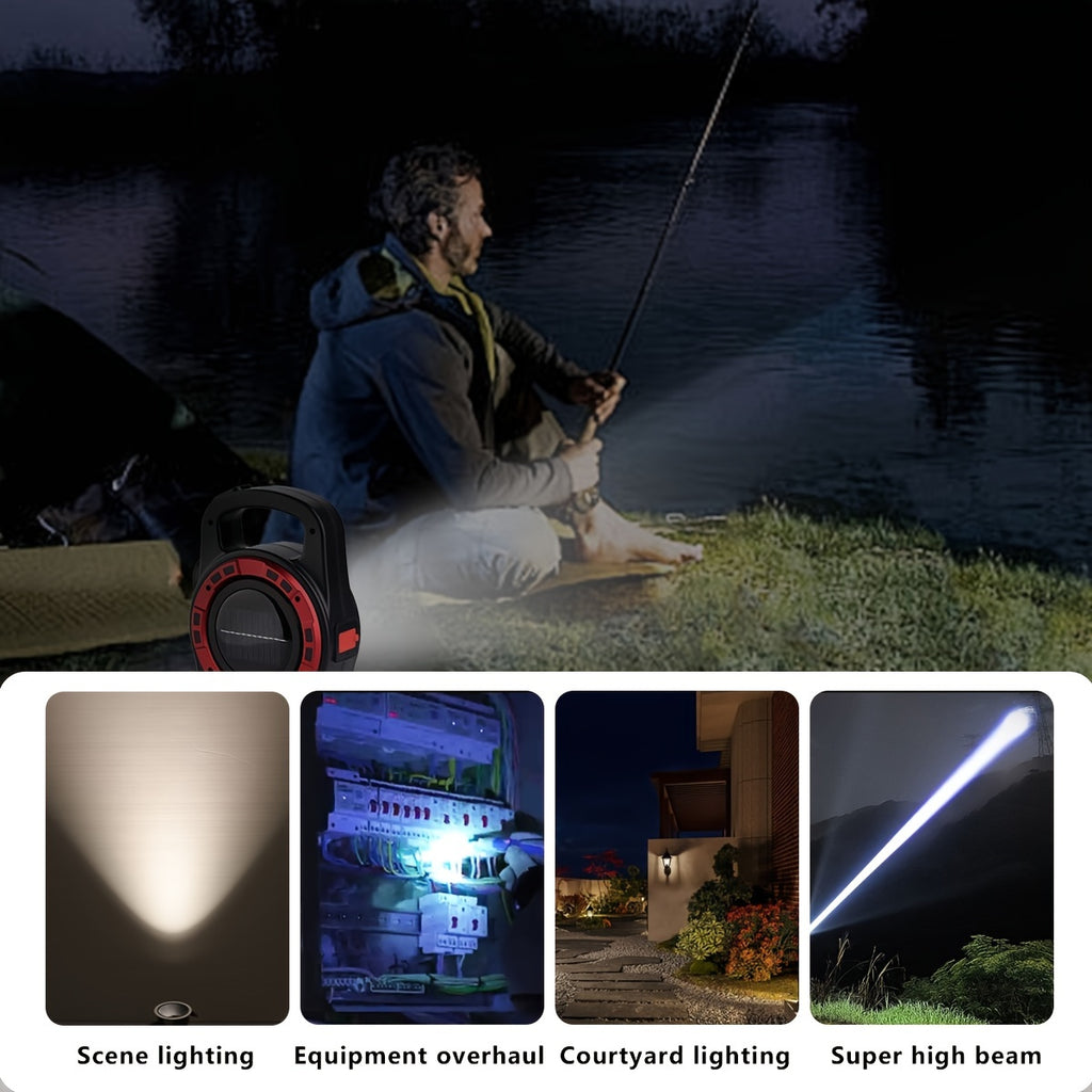 1Pc Multifunctional Outdoor Solar Handheld Light, Super Large COB Side Light, Camping Gear, Multiple Lighting Modes, Suitable for Adventure, Highway Emergency, Power Outage & Reading