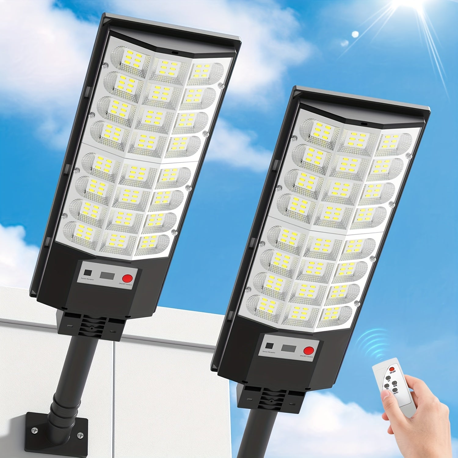 2 Pack / 1 Pack - Solar Outdoor Street Light, Home/Commercial Street Lighting, Super Bright Security Street Light, Automatic Sensor Switch with PIR Motion Sensor - Perfect for Street Lighting, Garden, Garage, Backyard, Doorway, RV Lighting