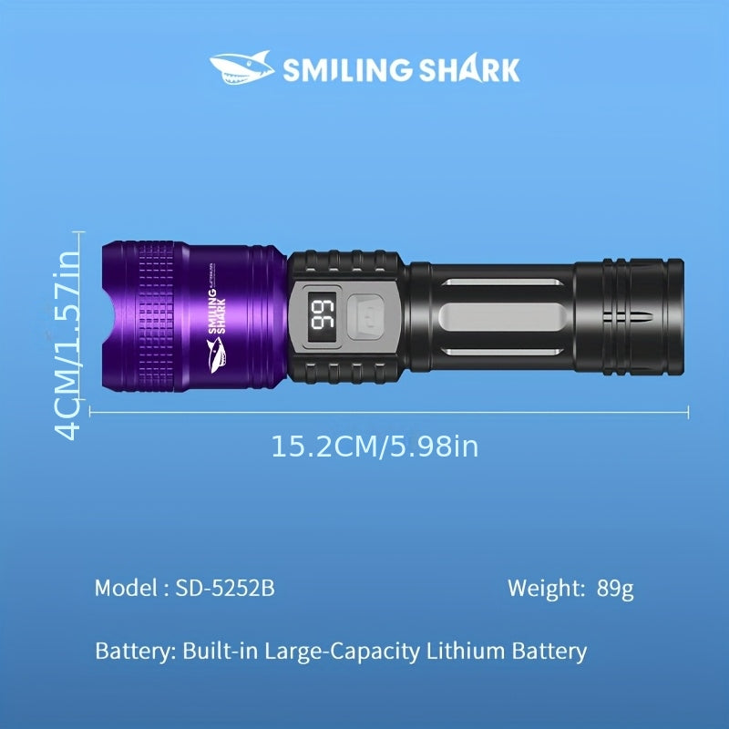 New Rechargeable UV Flashlight XPE LED Zoom Torch White Purple Dual Light 5 Modes Scorpion Fluorescent Detection Light High Power Flashlight for Night Lighting