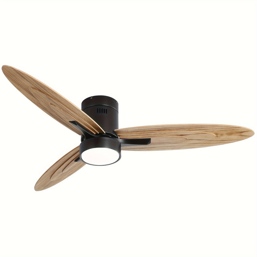 Sofucor New 56" Black Ceiling Fan with Light & 3 Solid Wood Blades, Remote Control for Living Room, Patio & Dining Room
