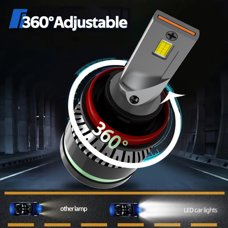 2Pcs H1 H7 H11 9005 9006 9012 H4 H13 9007 9004 LED Car Headlights, Bright 3570 CSP Chip 6000K White 50000 Lumens 200W High/Low Beam Fog Light Fast Heat Dissipation Plug-and-Play, Headlight Replacement
