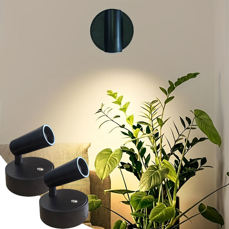 1/2Pcs Bedroom Spotlight, Black & White Shell, Rechargeable Magnetic Wall Lamp, Night Reading Light, Minimalist Decor Spotlight for Bedroom Bedside Desk Living Room Night Light