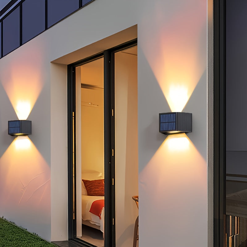 2pcs/4pcs Solar LED Wall Light, Adjustable Lighting Range, Up and Down Wall Light, for Outdoor Garden, Patio, Ambient Light, Modern Villa Landscape, Pathway, Hallway