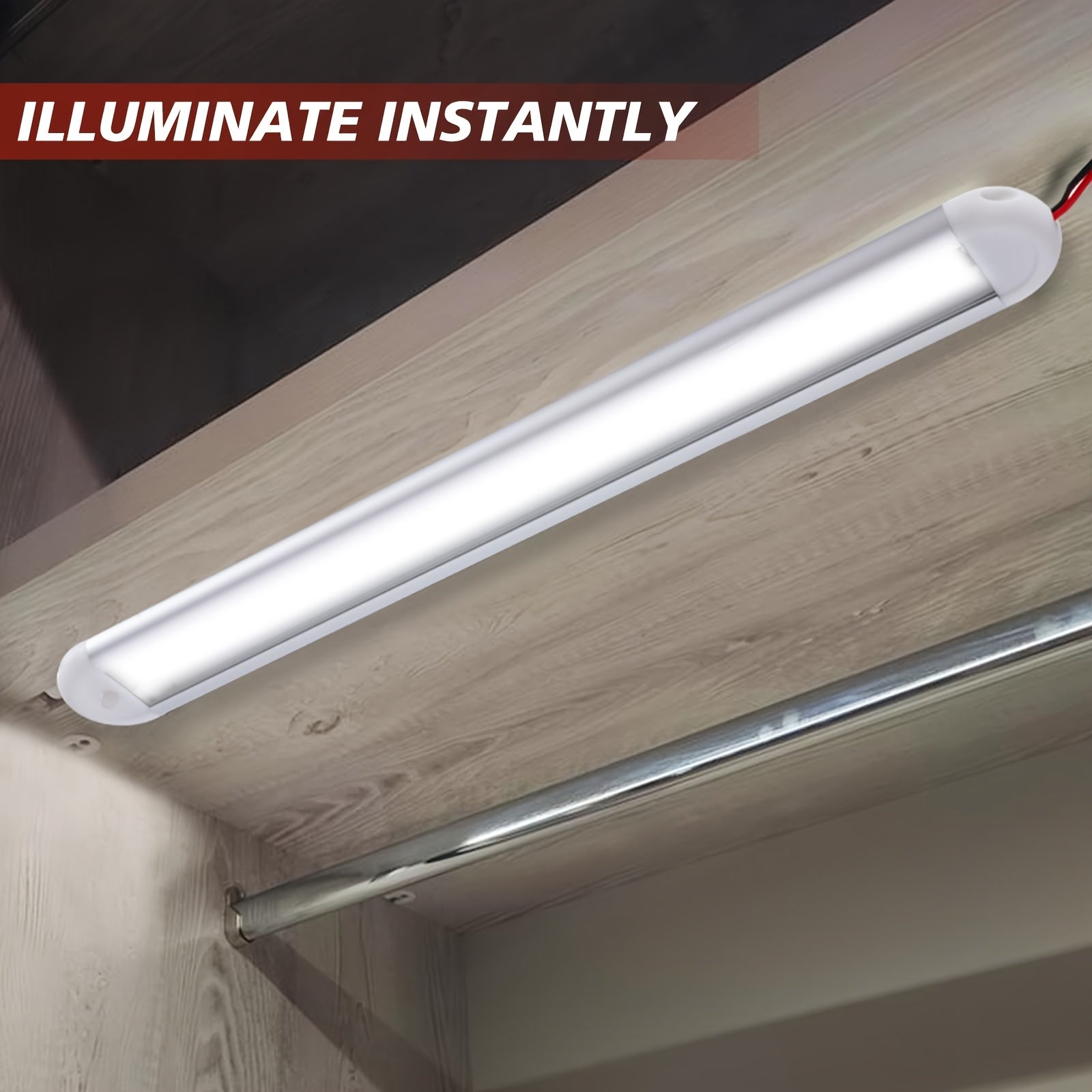 12V LED interior light bar, 120 LEDs 12 volt LED light strip, with switch, suitable for enclosed cargo trailers, cars, RVs, vans, trucks, campers, boats, caravans, motorhomes (2-pack)