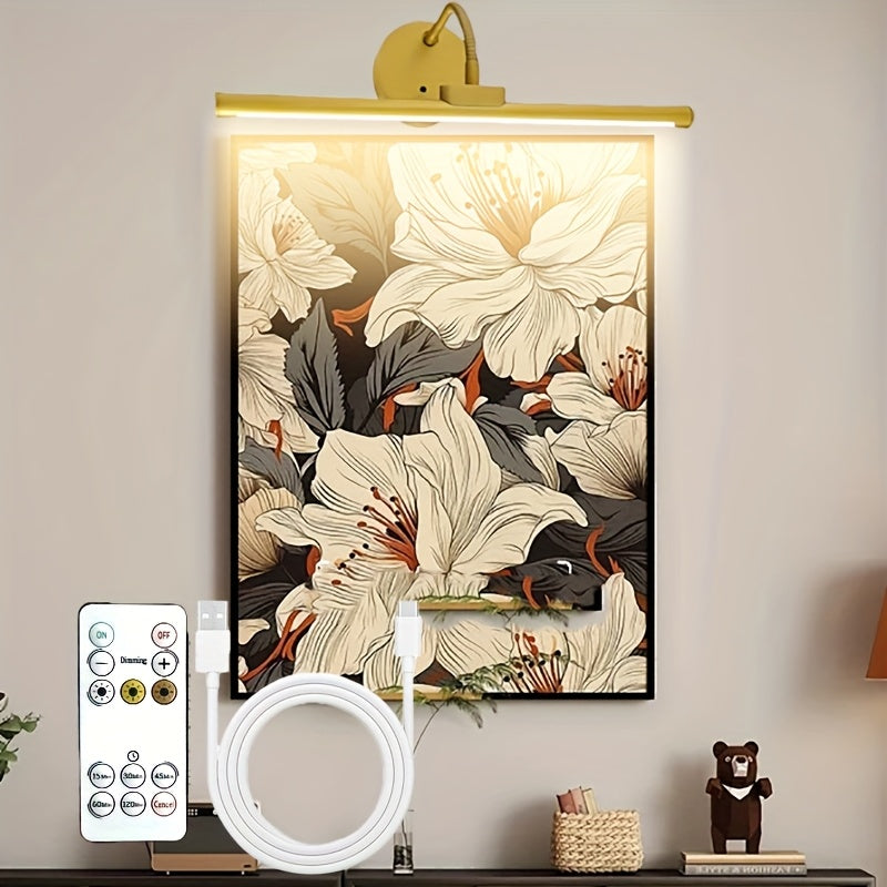 Black/Gold Universal Adjustable Rechargeable 3-Color Temperature Smart Wall Light - with Remote Control, USB Rechargeable Vanity Light, Indoor Night Light, Cabinet Light, Display Light, Bathroom LED Light, Bathroom Hallway Lighting