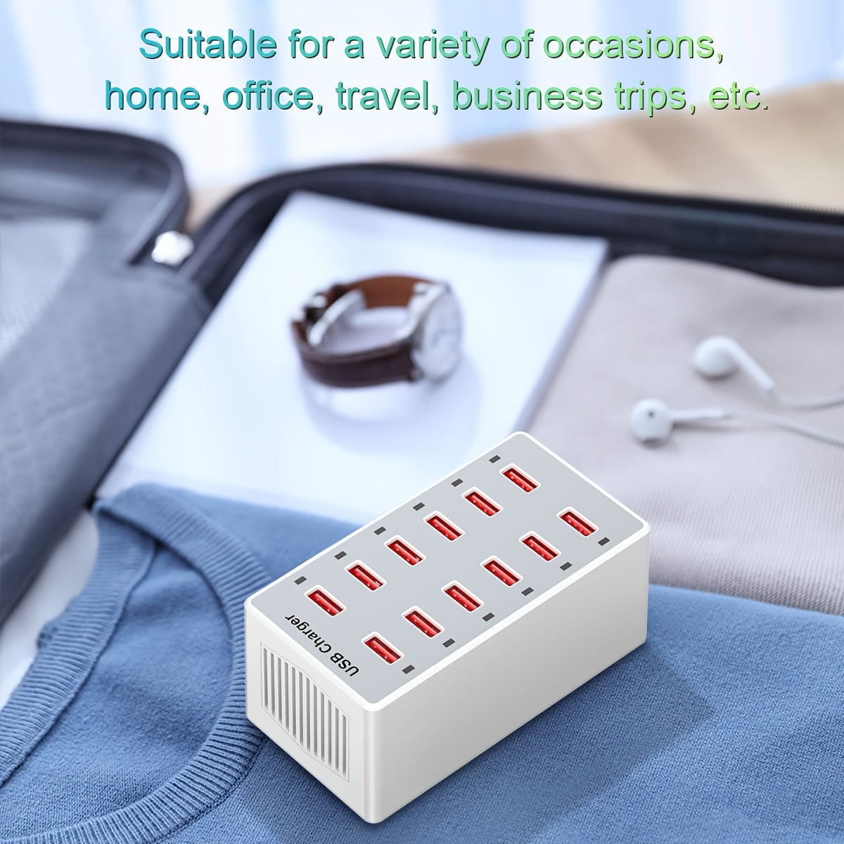 USB Charger 12-Ports USB Charging Station for Multiple Devices USB Wall Charger Power Hub Strip Smart Plug Charging Dock Block for iPhone Xs/XR, iPad, IPod, Galaxy S9/S8, Laptops And Smart Phones 60W/12A