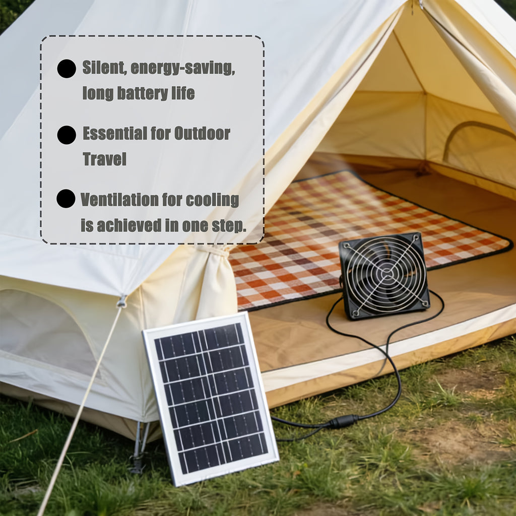 15W Portable Solar Panel with Fan | Solar Panel and Portable Cooling Fan Combo, PV Solar Panel Kit, Suitable for Greenhouse & Pet Ventilation, Outdoor Camping and Home Use | Solar Powered Fan