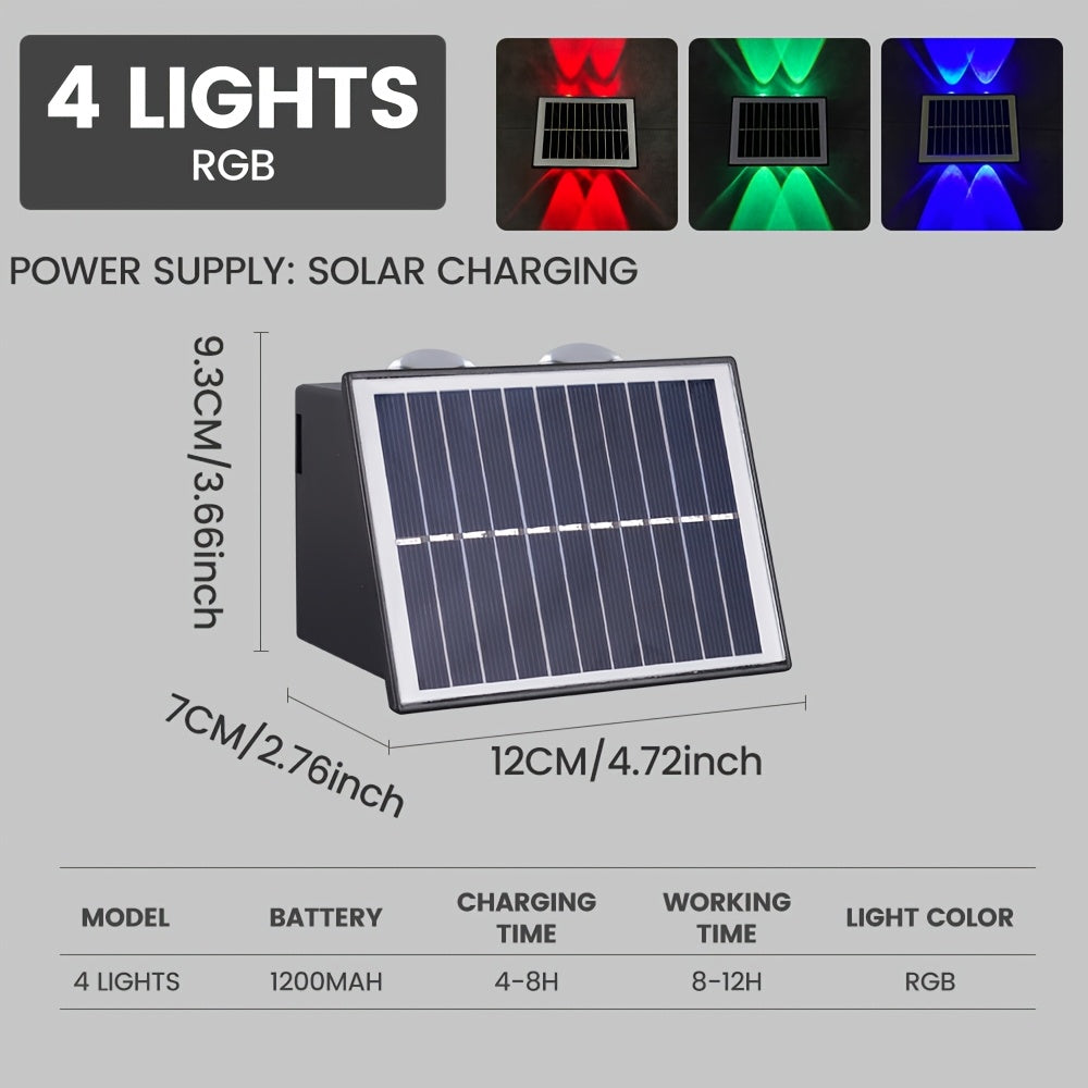 1-Piece Solar Wall Light, RGB Color Wall Washing Light, Outdoor Decorative Light, Ambient Light, Garden Light, Exterior Wall Light, IP54, Suitable for Villa Exterior Walls, Courtyard, Balcony, Garden, Park, Scenic Spots, Garden Decoration