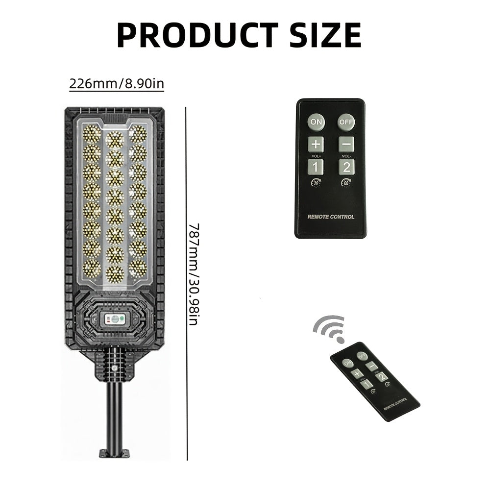 太阳能户外广角路灯，从黄昏到黎明，9000mAh，3 种照明模式，运动传感器，带遥控器的太阳能路灯，超亮 LED 太阳能安全灯，适用于庭院