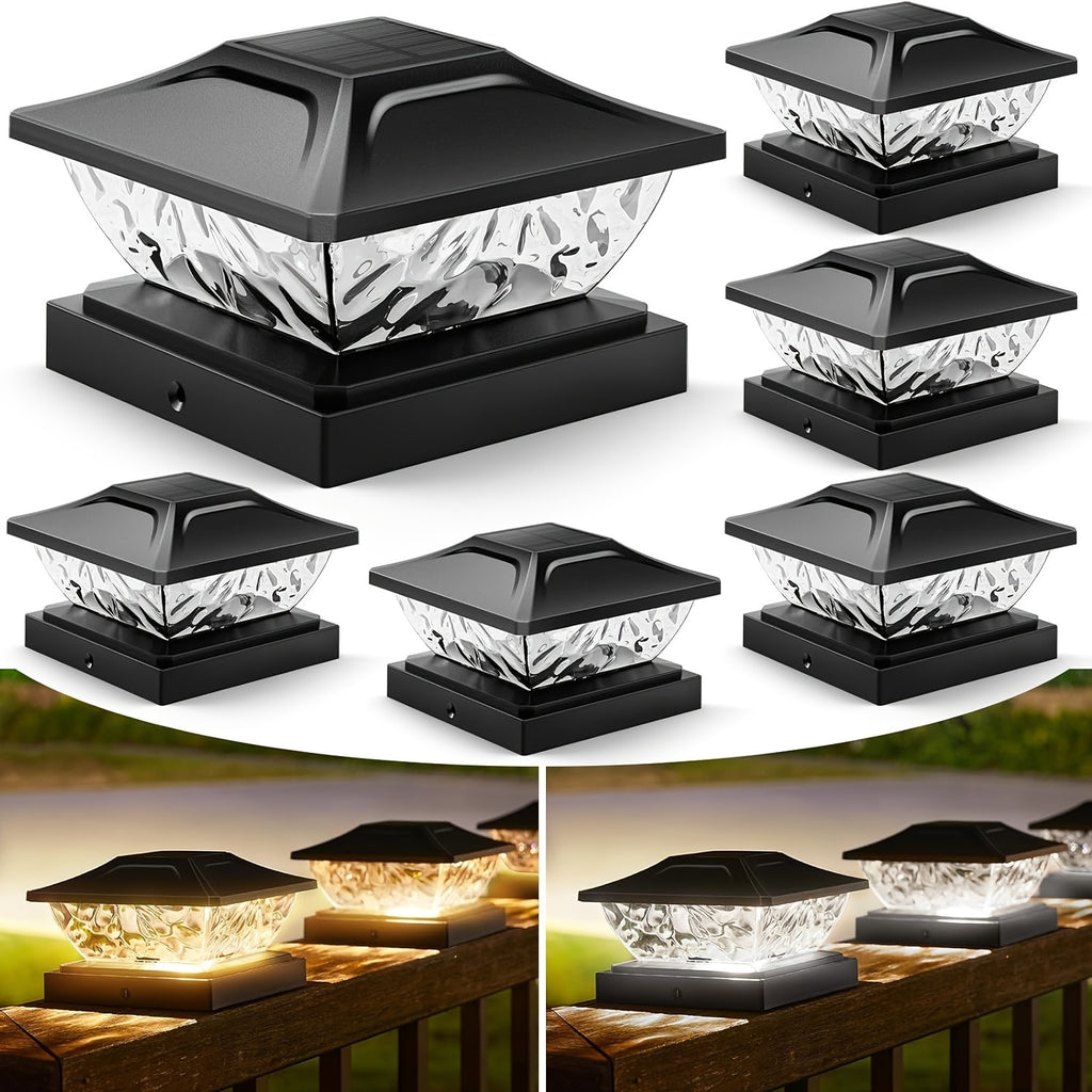 APZZLOXH Outdoor Solar Light - 8-Pack Installation - 12-Pack Installation 2 Types of Solar Fence Lights, Suitable for 4x44.5 X4.55x5 Wood and Vinyl Posts, Solar Deck Light Suitable for Front Porch Patio Decoration, Warm White and Cool White Light